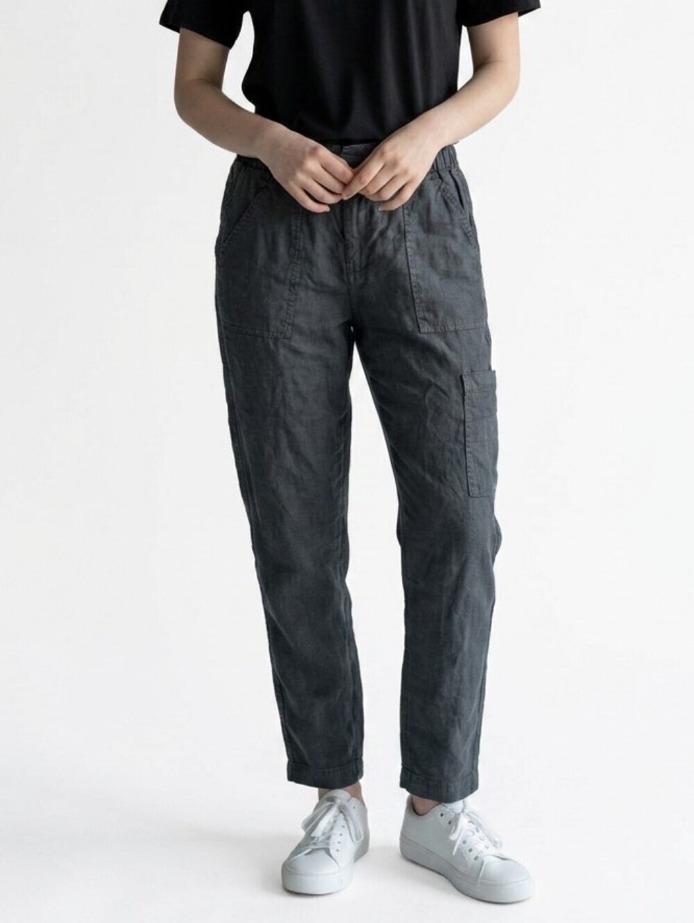 Anthropologie Elevenses Dark Denim Cargo Utility Pants Size Small